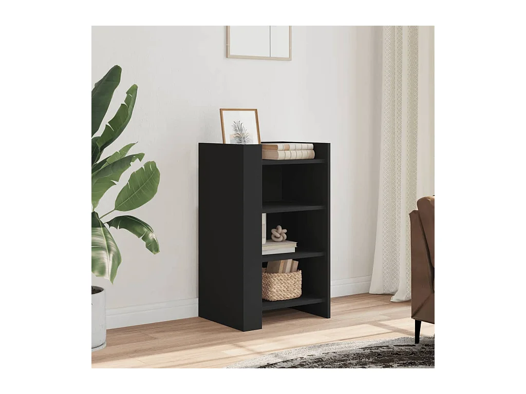Buffet noir 45x35x75 cm bois d’ingénierie