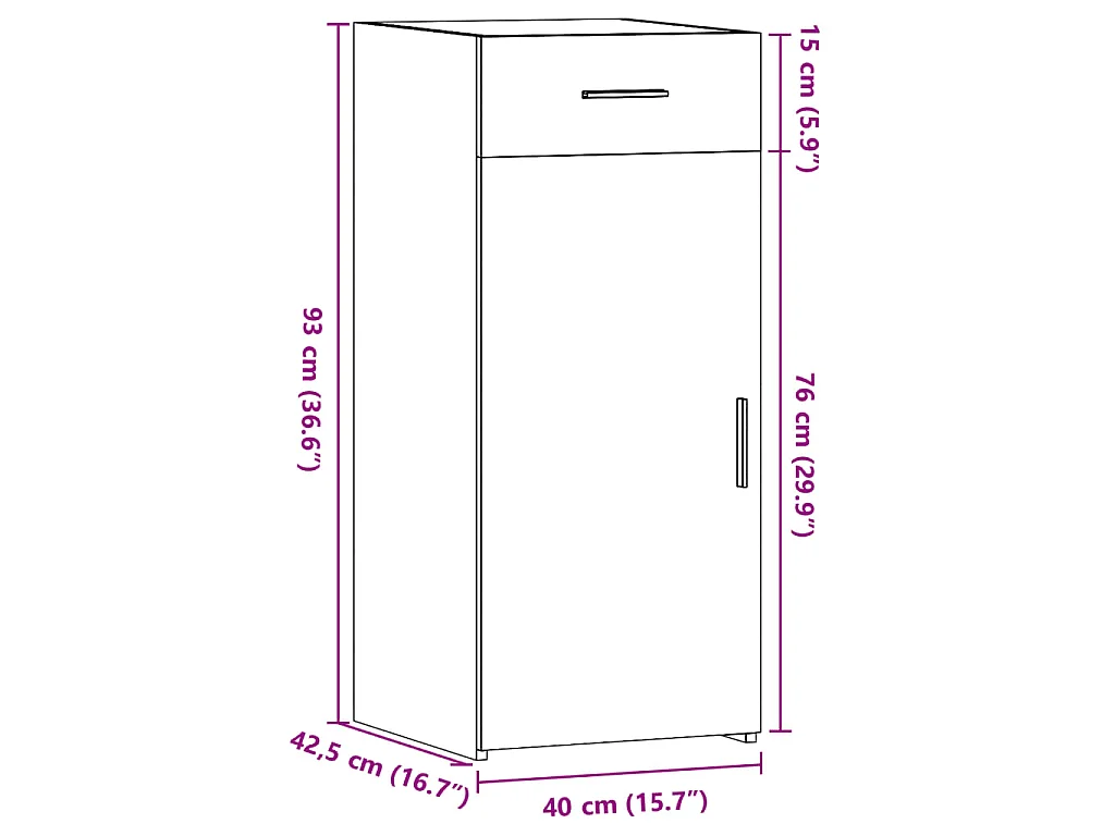 Dressoir 40x42,5x93 cm bewerkt hout grijs sonoma eikenkleur