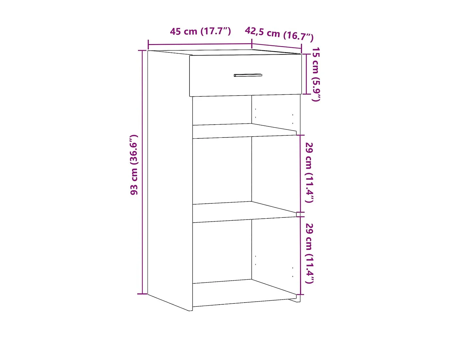 Buffet chêne sonoma 45x42,5x93 cm bois d'ingénierie