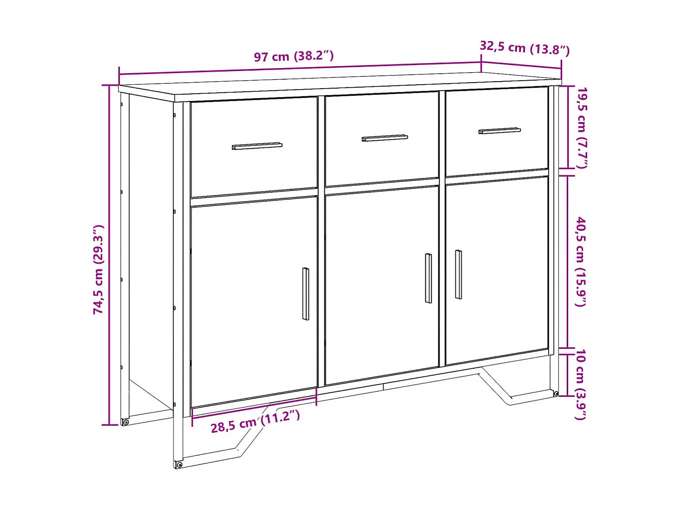 Sideboard Räuchereiche 97x32,5x74,5 cm Holzwerkstoff
