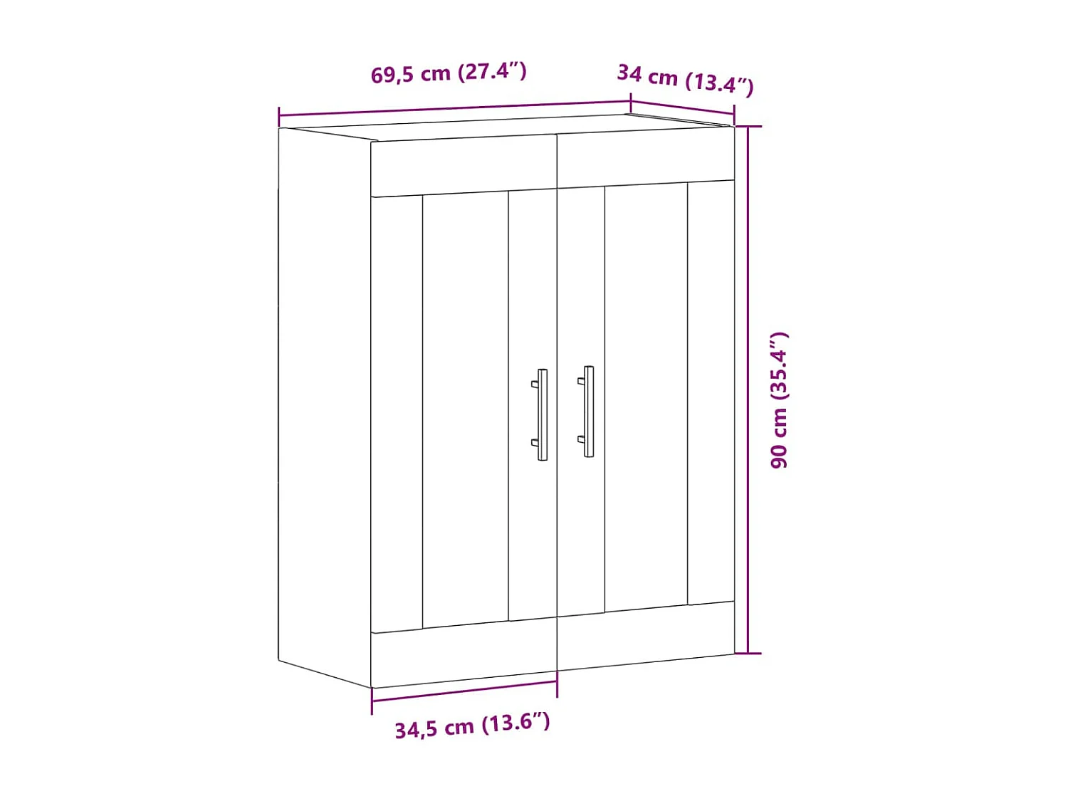 Buffet vieux bois 69,5x34x90 cm bois d'ingénierie