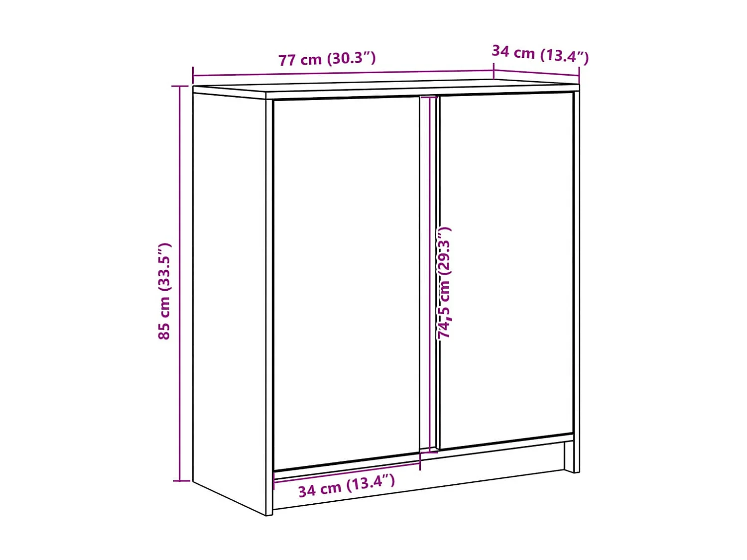 Buffet avec LED blanc 77x34x85 cm bois d'ingénierie