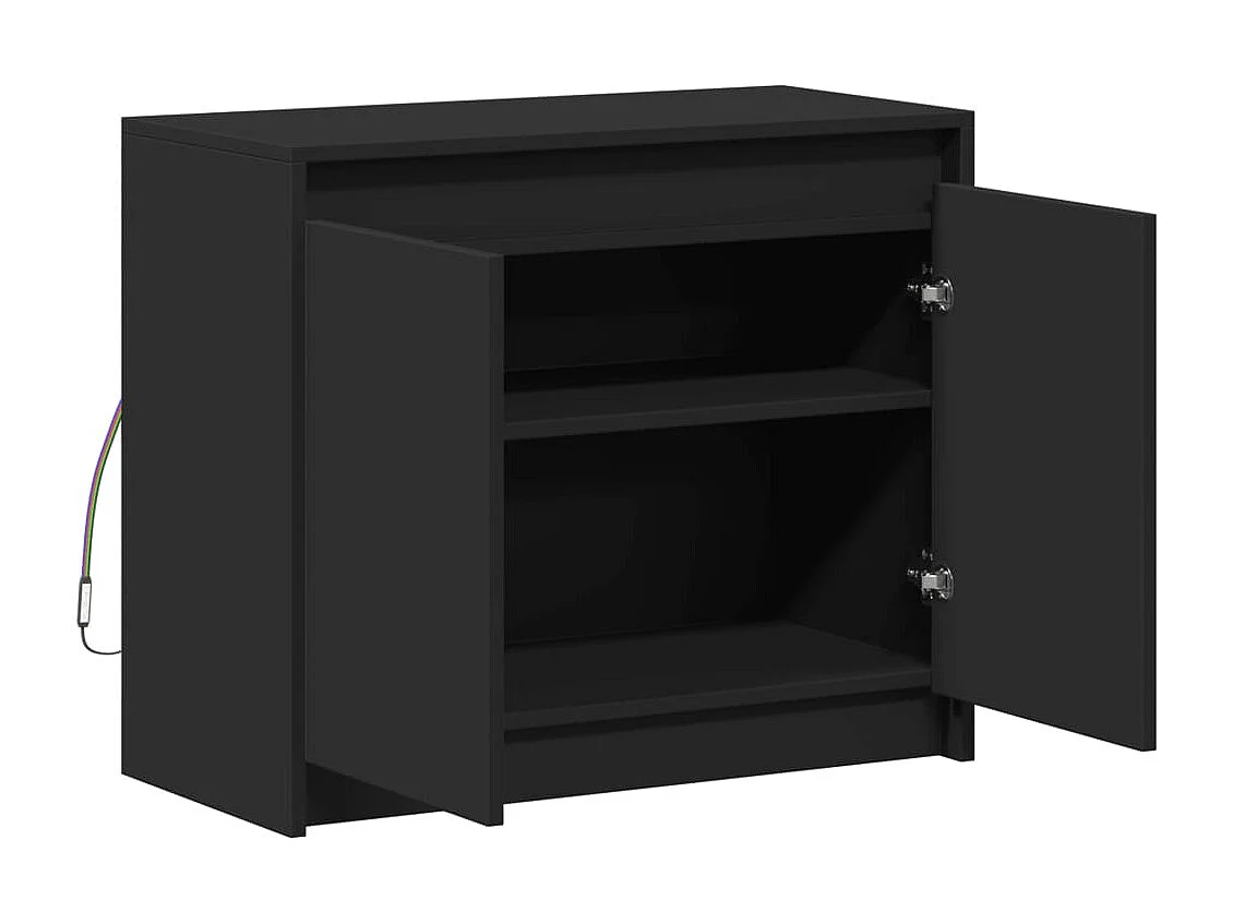 Buffet avec LED noir 72x34x61 cm bois d'ingénierie