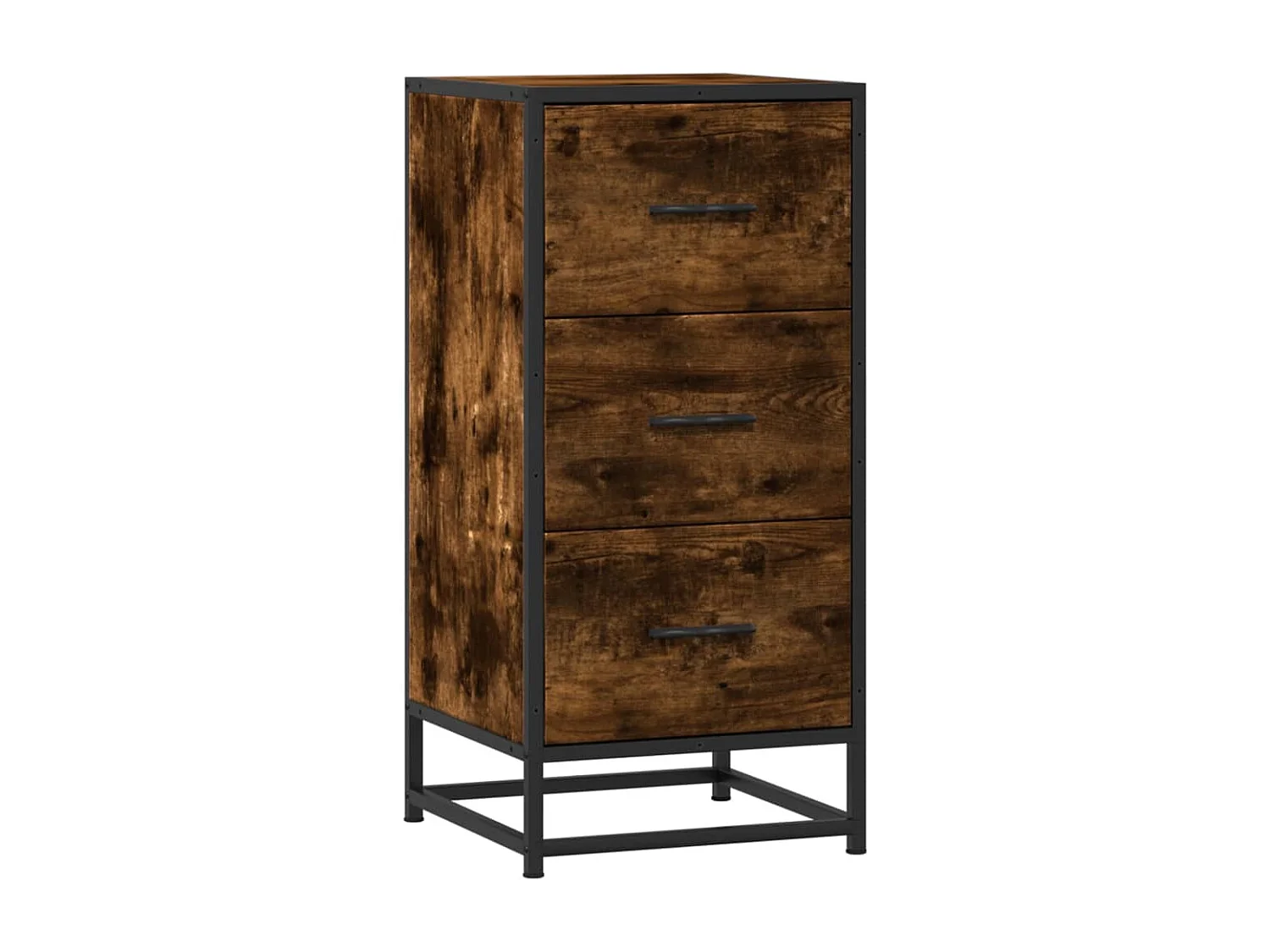 Buffet chêne fumé 35,5x35x76 cm bois d'ingénierie et métal