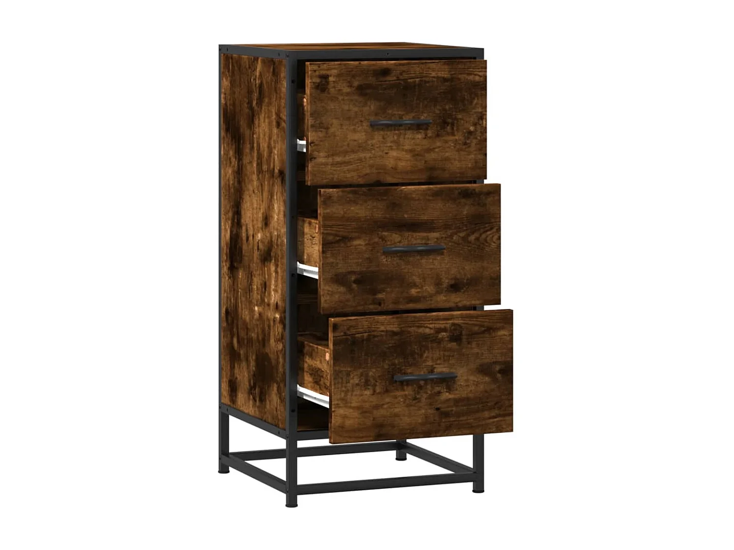 Buffet chêne fumé 35,5x35x76 cm bois d'ingénierie et métal