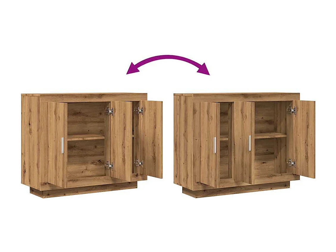 Buffet chêne artisanal 92x35x75 cm bois d'ingénierie