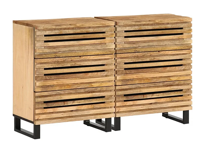 Buffets 2 pcs 60x34x75 cm bois de manguier massif brut