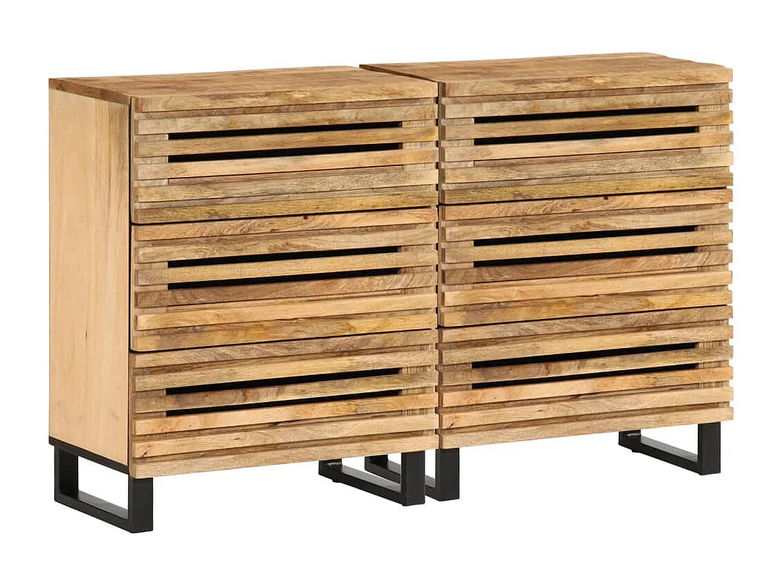 Sideboard 2 Stk. 60x34x75 cm Raues Massivholz Mango
