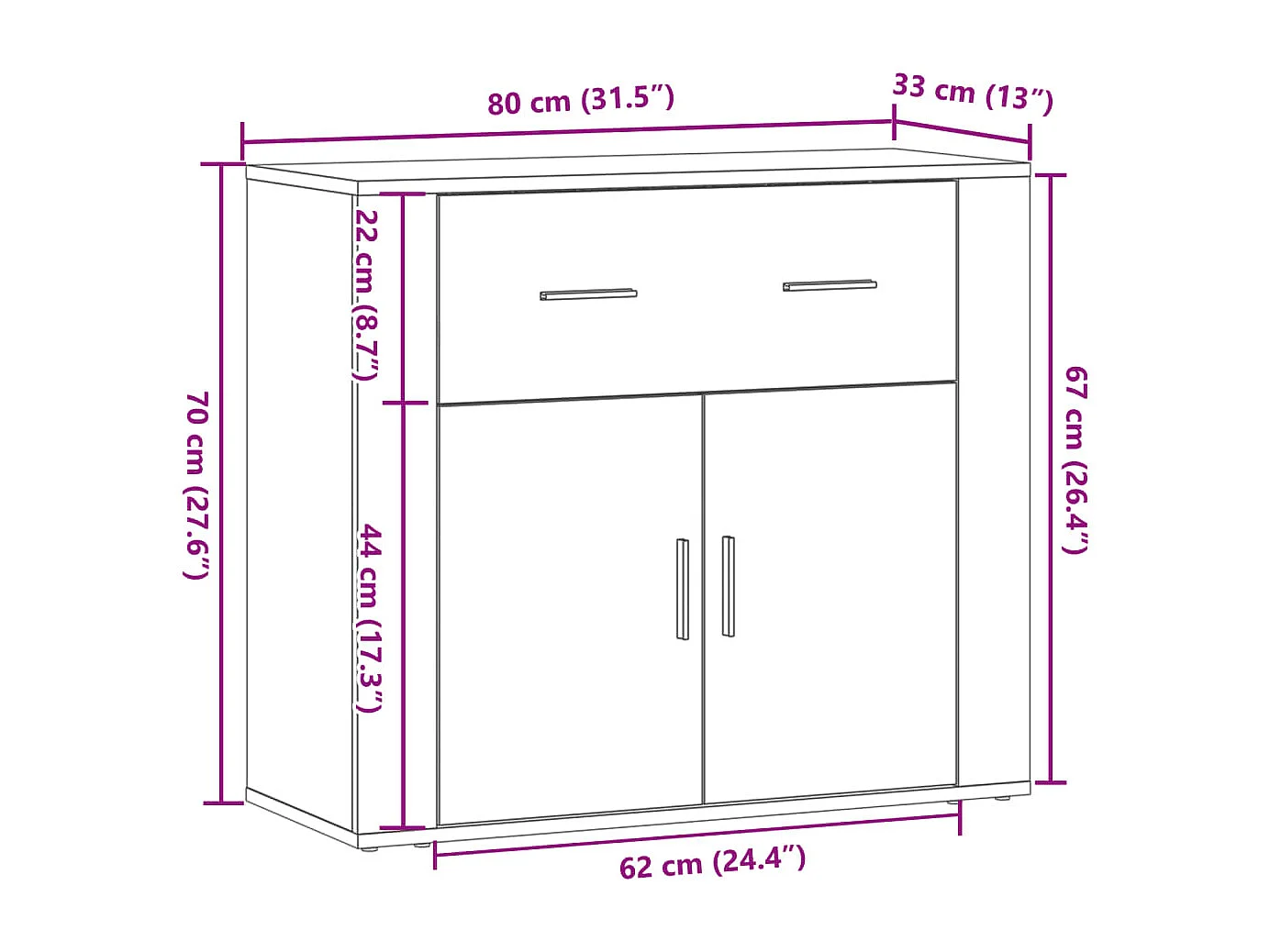 Sideboard Altholz-Optik 80x33x70 cm Holzwerkstoff