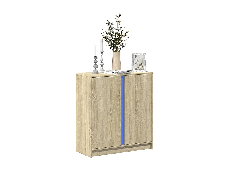 Buffet avec LED chêne sonoma 77x34x85 cm bois d'ingénierie