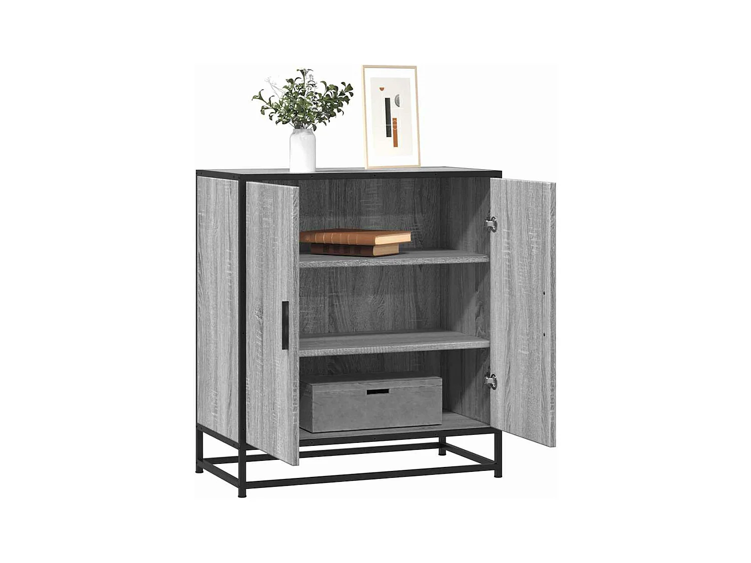 Buffet sonoma gris 68x35x76 cm bois d'ingénierie et métal