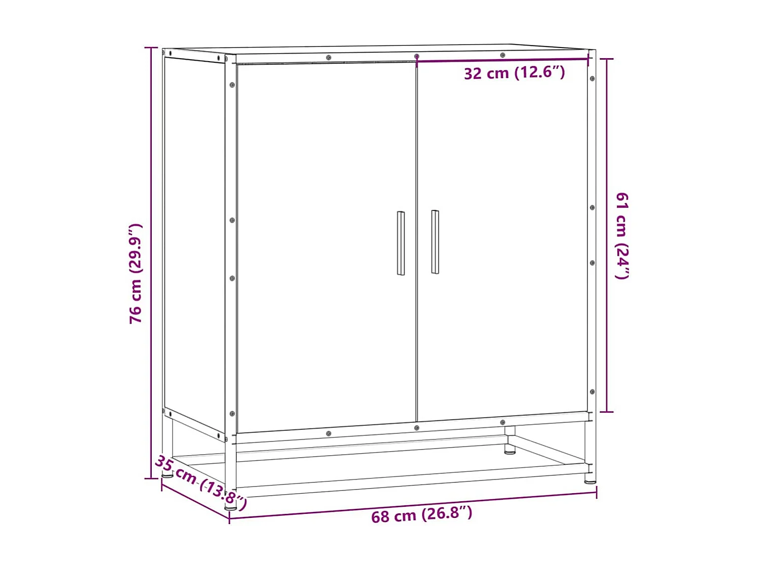 Sideboard Grau Sonoma 68x35x76 cm Holzwerkstoff und Metall