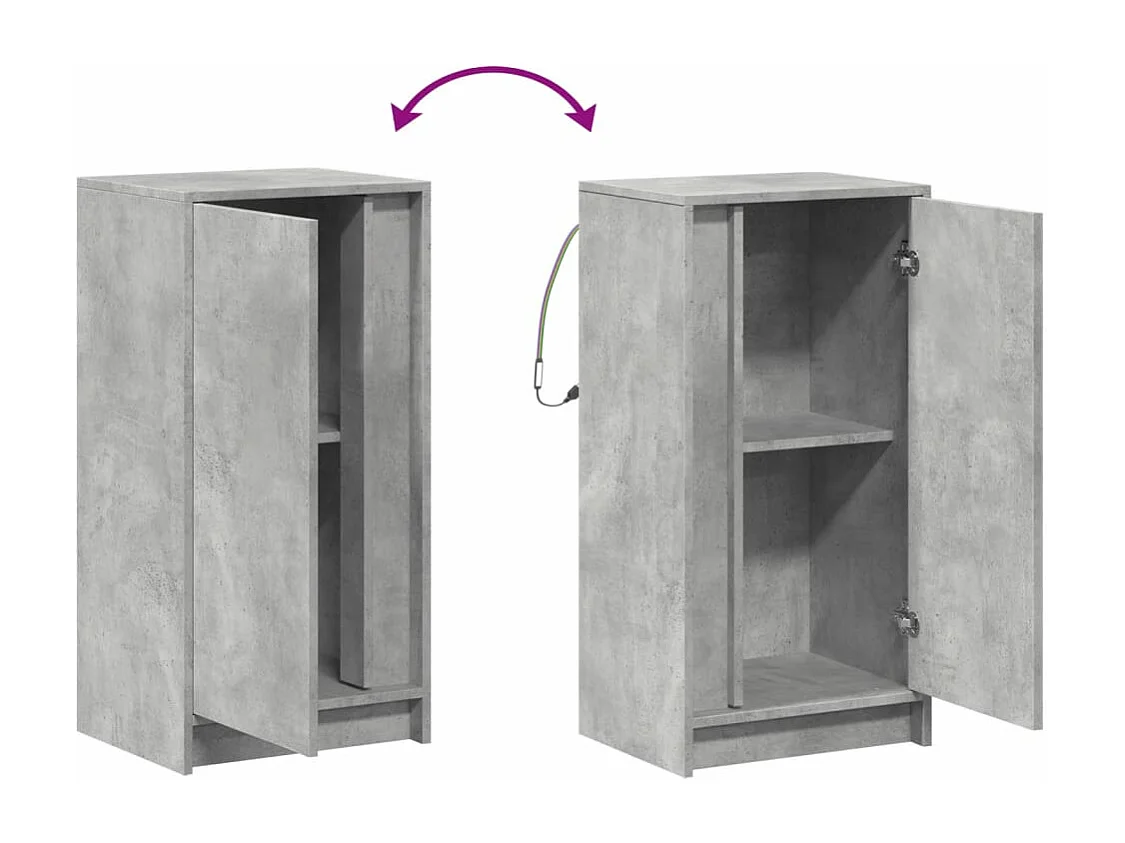 Buffet avec LED gris béton 42,5x34x85 cm bois d'ingénierie