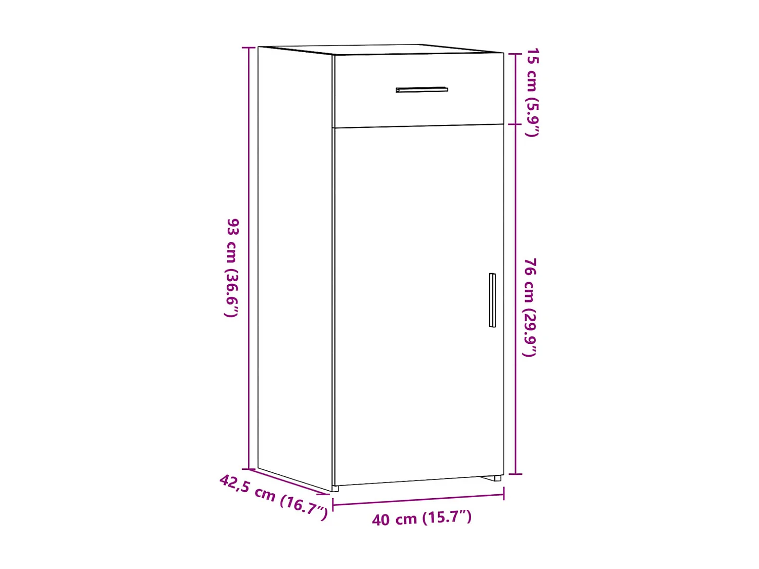 Buffet blanc 40x42,5x93 cm bois d'ingénierie