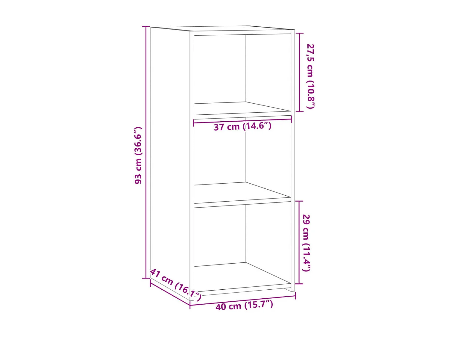 Buffet noir 40x41x93 cm bois d'ingénierie
