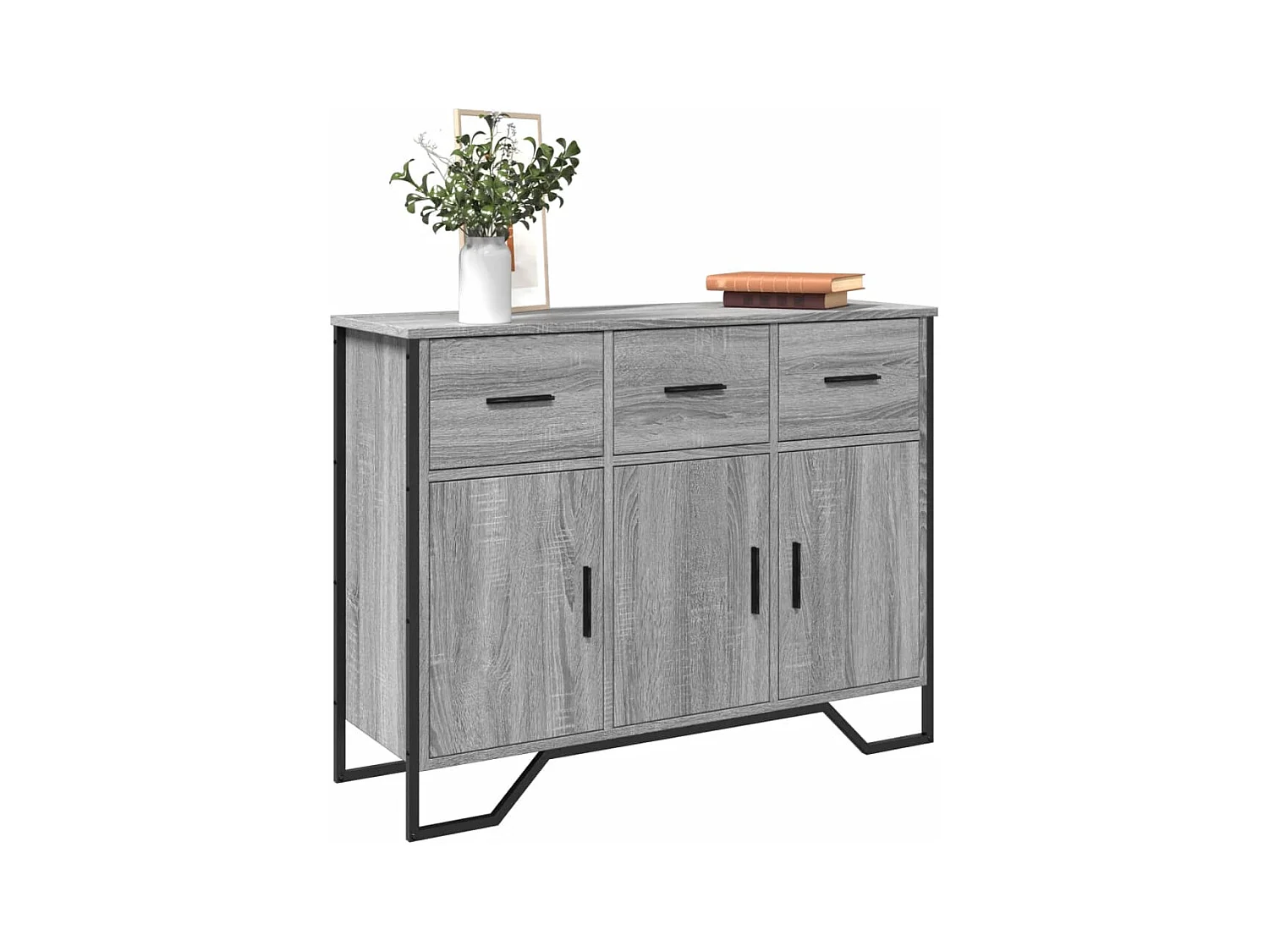 Dressoir 97x32,5x74,5 cm bewerkt hout grijs sonoma eikenkleur