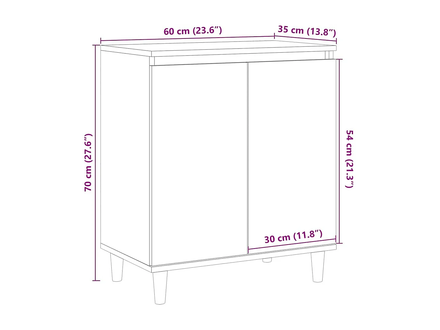 Buffet vieux bois 60x35x70 cm bois d'ingénierie