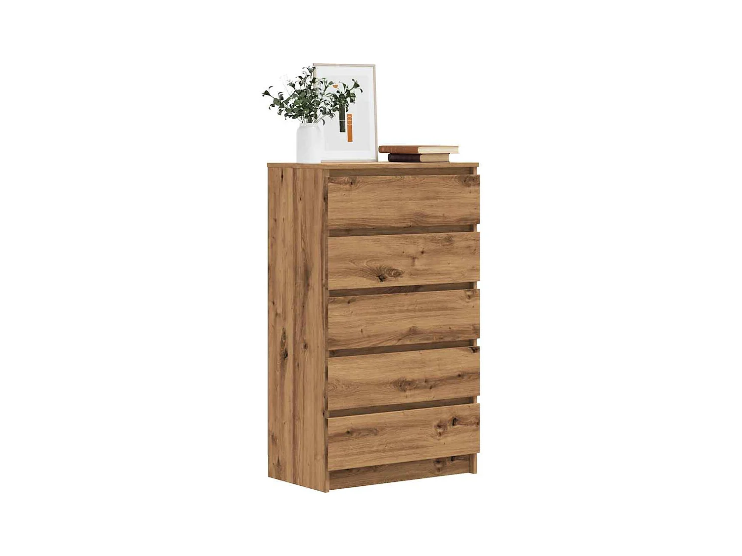 Commode chêne artisanal 60x36x103 cm bois d'ingénierie