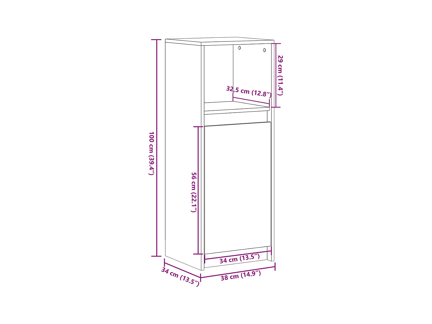 Buffet avec LED blanc 38x34x100 cm bois d'ingénierie