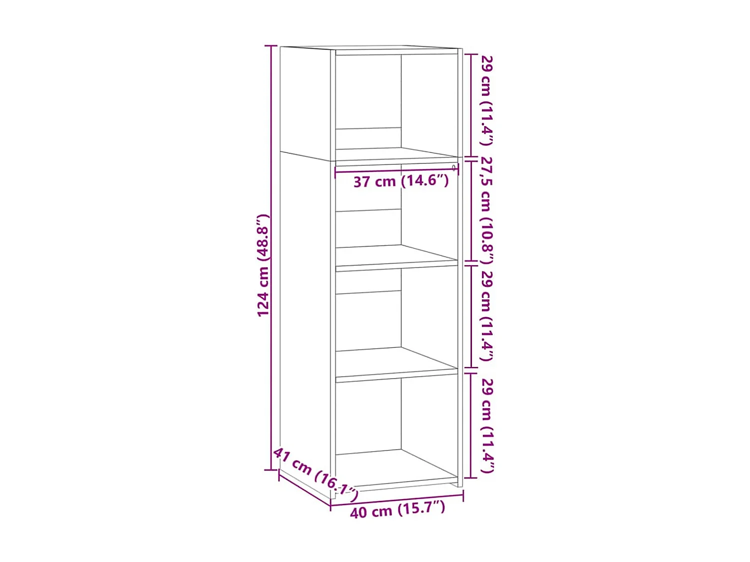 Buffet chêne fumé 40x41x124 cm bois d'ingénierie