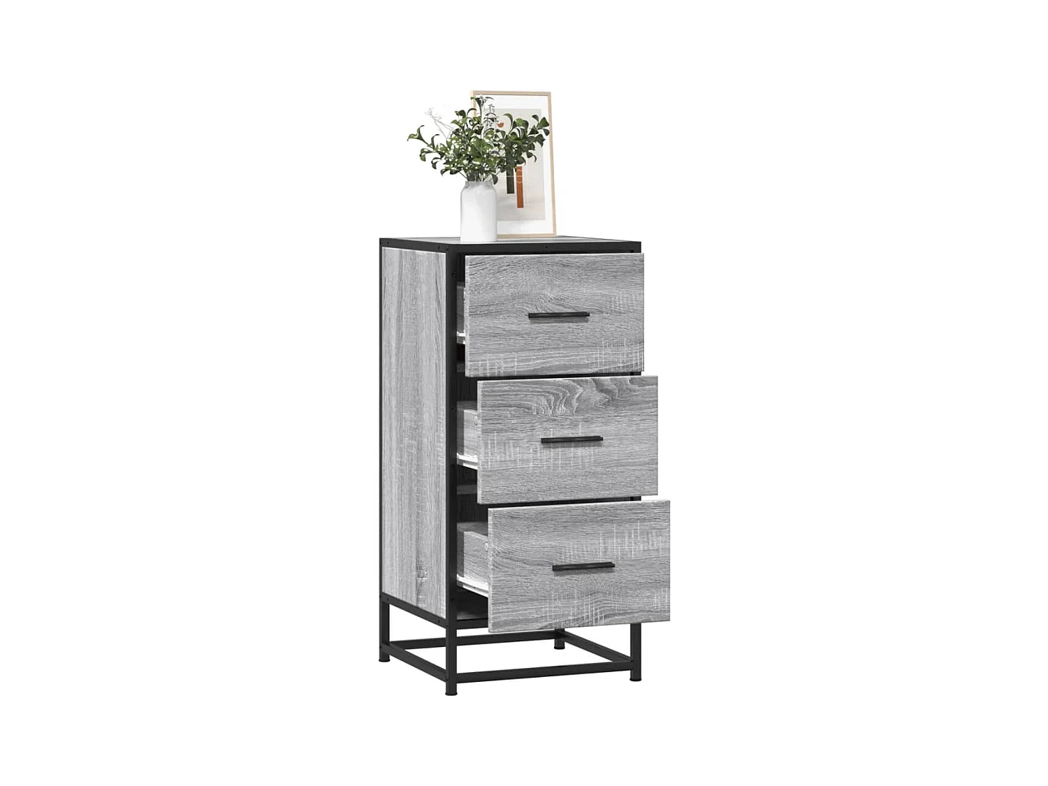 Buffet sonoma gris 35,5x35x76 cm bois d'ingénierie et métal