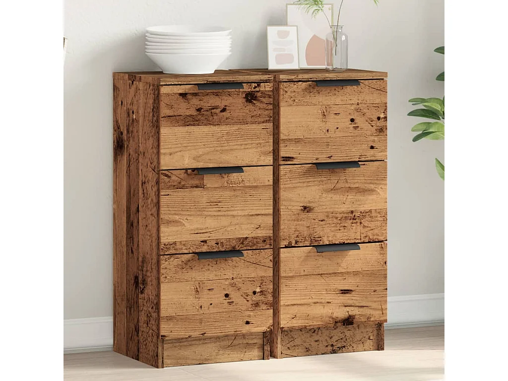 Buffets 2 pcs vieux bois 30x30x70 cm bois d'ingénierie