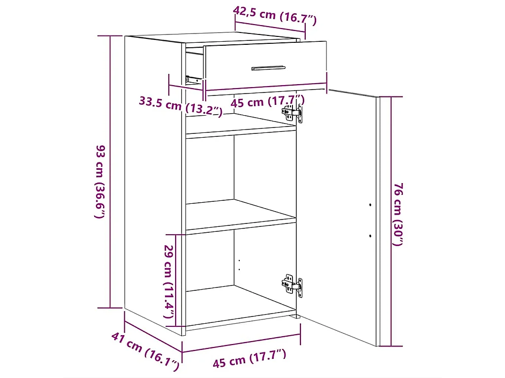 Buffet chêne fumé 45x42,5x93 cm bois d'ingénierie