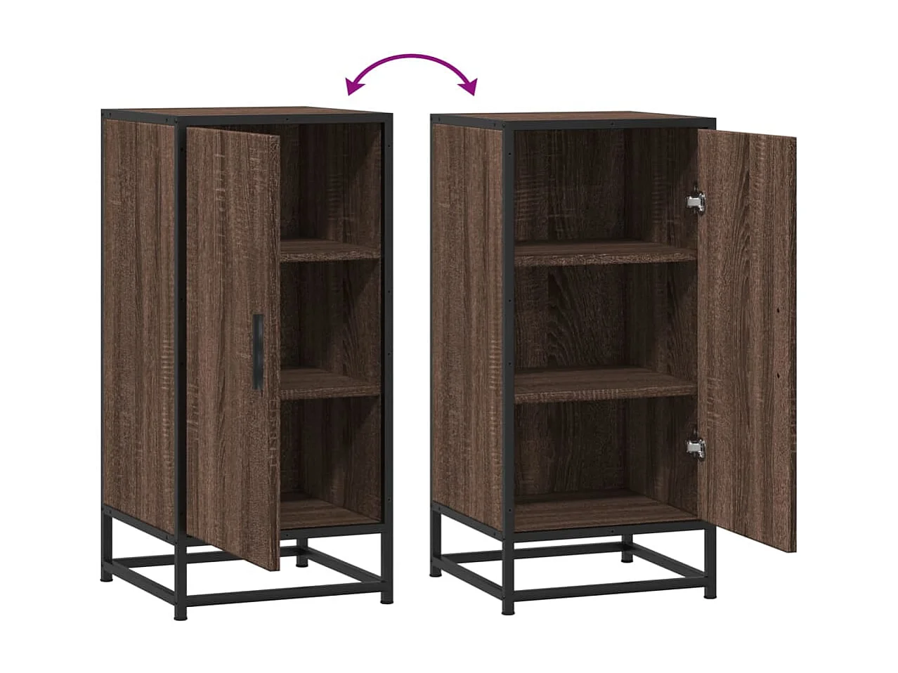 Buffet chêne marron 35,5x35x76 cm bois d'ingénierie et métal