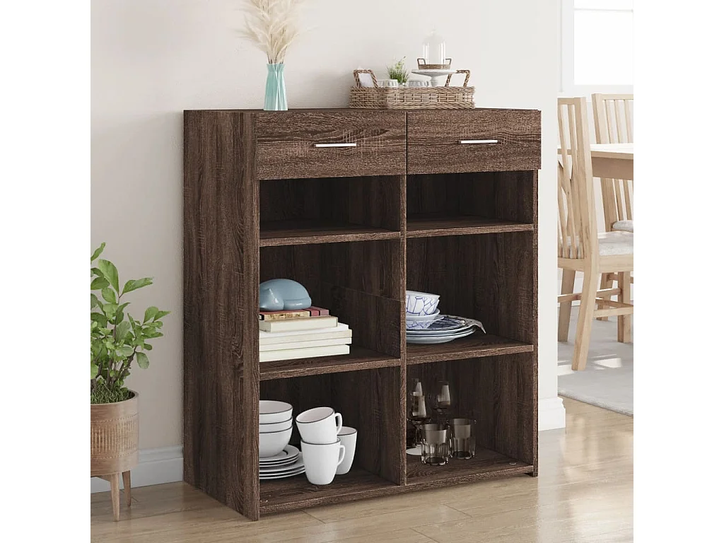 Buffet chêne marron 80x42,5x93 cm bois d'ingénierie