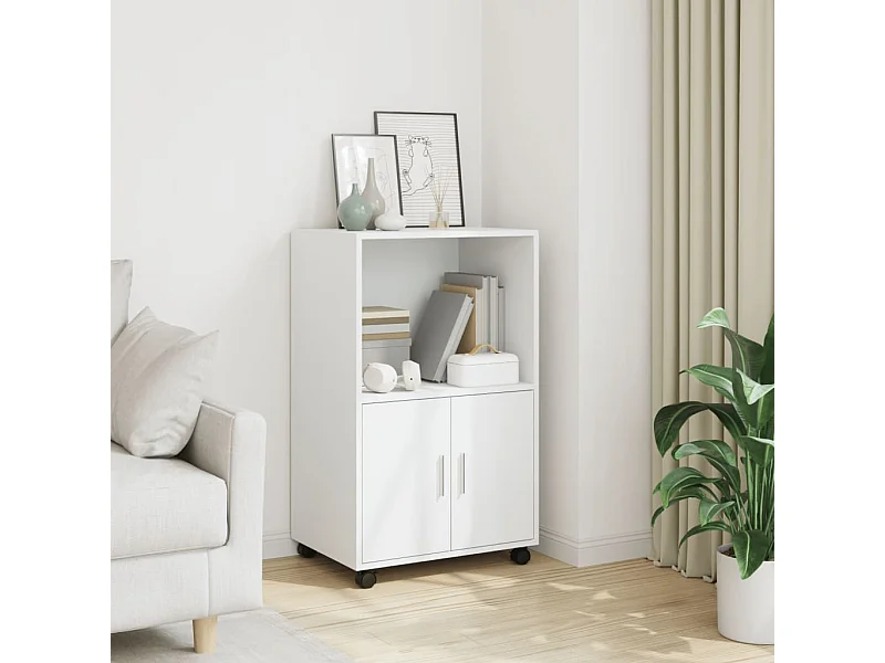 Mobile con Ruote Bianco 55x40x91 cm in Truciolato