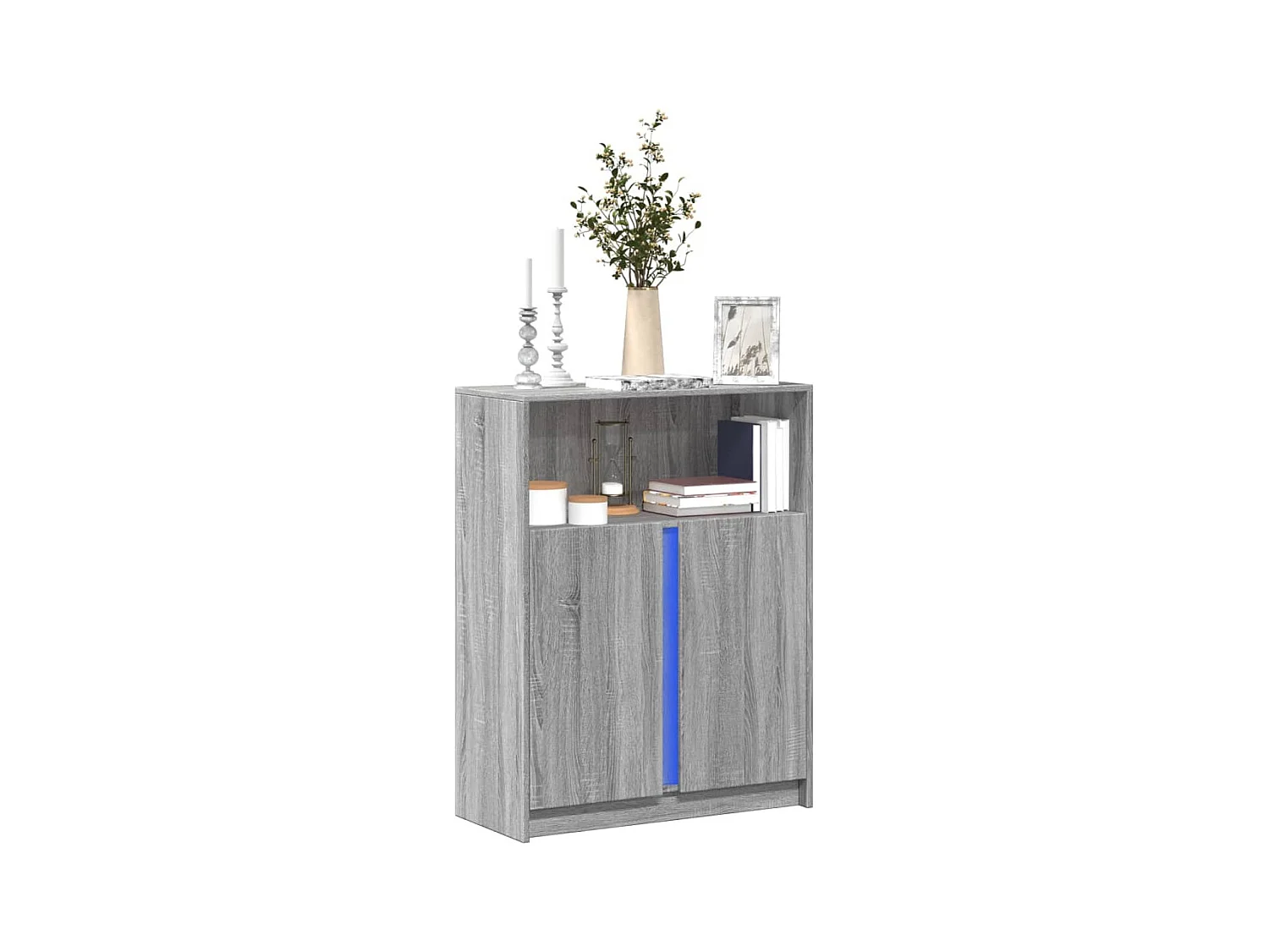 Buffet avec LED sonoma gris 77x34x100 cm bois d'ingénierie