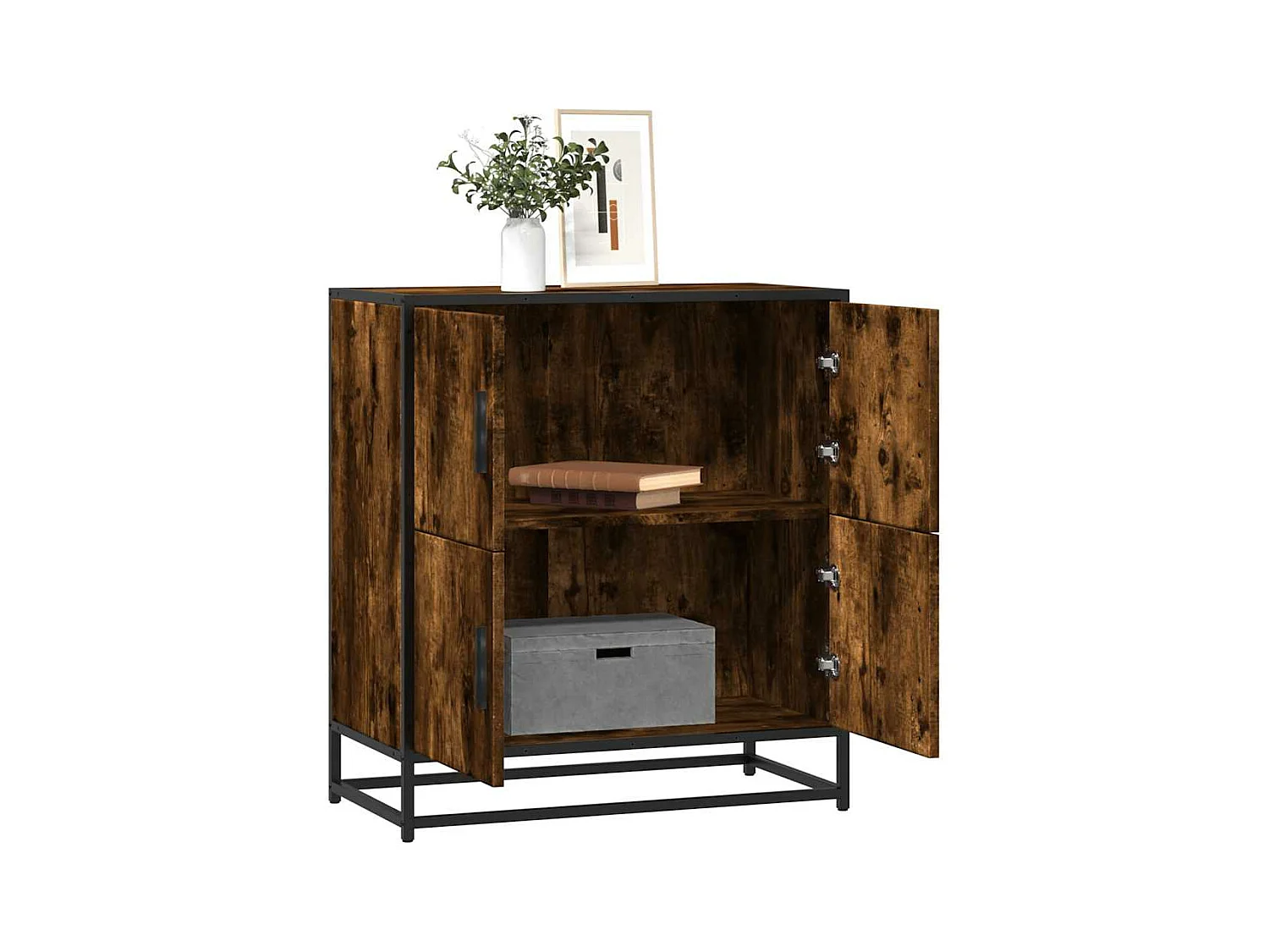 Buffet chêne fumé 68x35x76 cm bois d'ingénierie