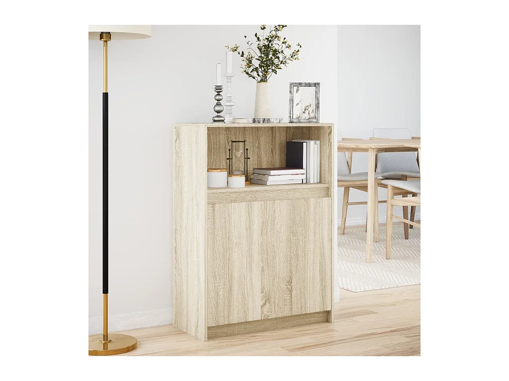 Buffet avec LED chêne sonoma 72x34x100 cm bois d'ingénierie