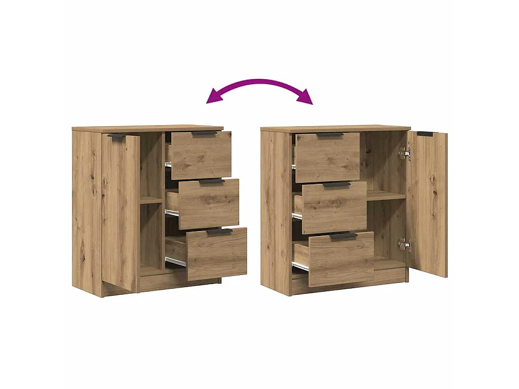 Buffet chêne artisanal 60x30x70 cm bois d'ingénierie