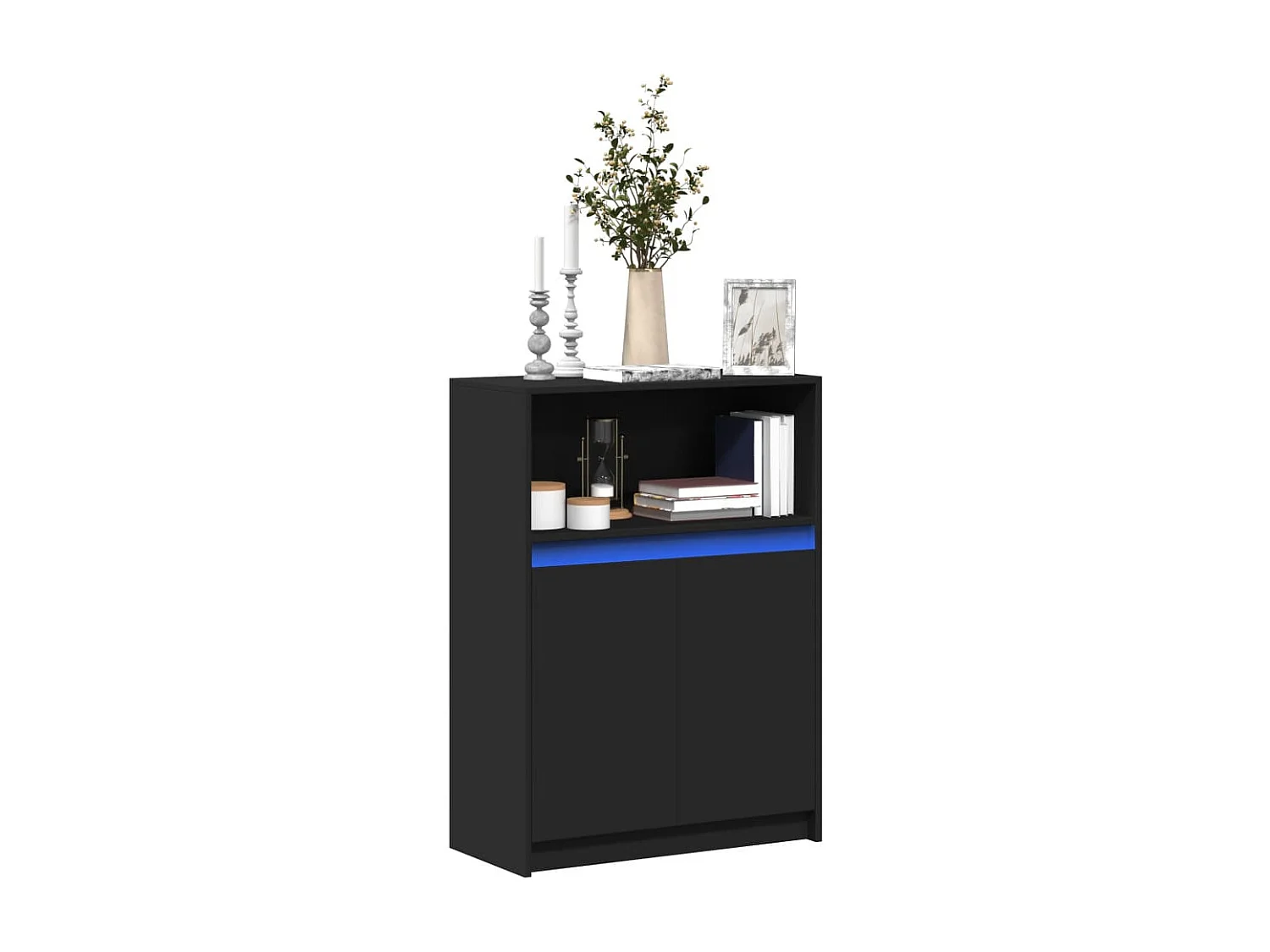 Buffet avec LED noir 72x34x100 cm bois d'ingénierie