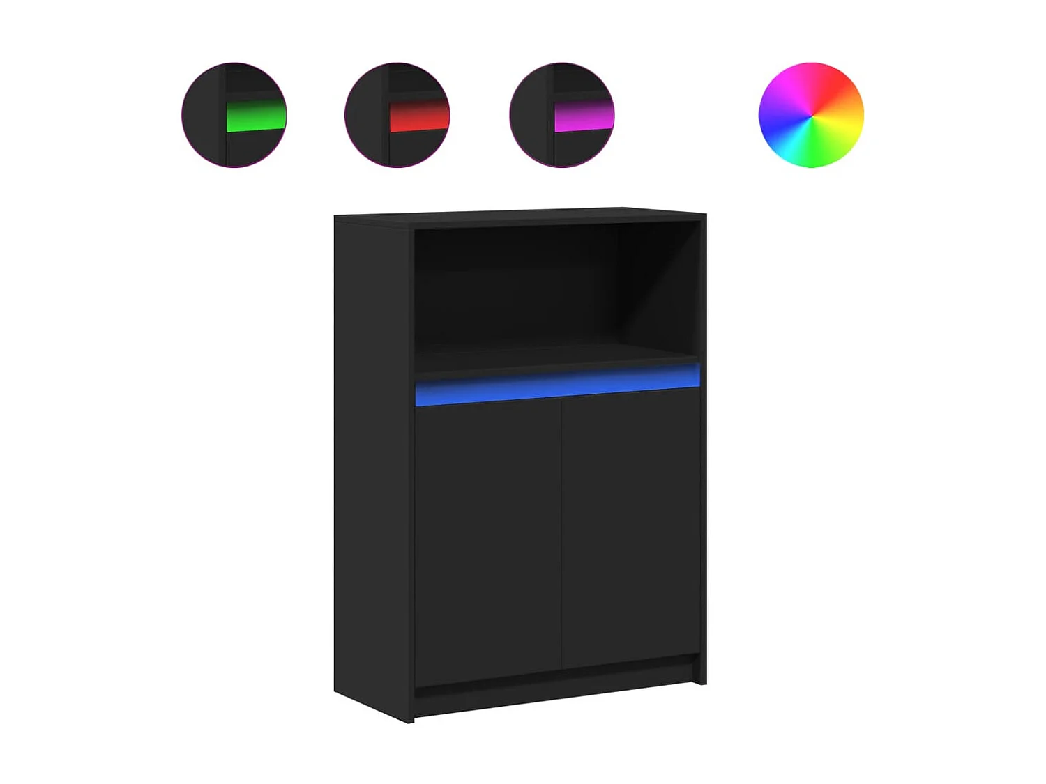 Sideboard mit LED Schwarz 72x34x100 cm Holzwerkstoff