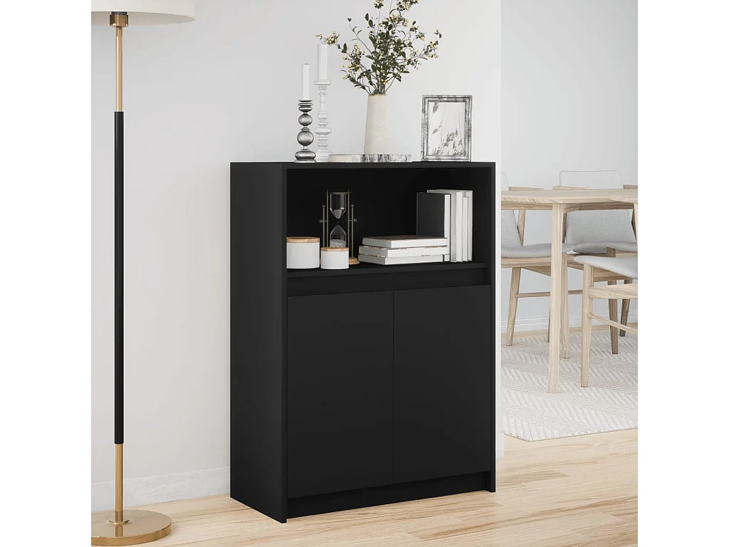 Sideboard mit LED Schwarz 72x34x100 cm Holzwerkstoff