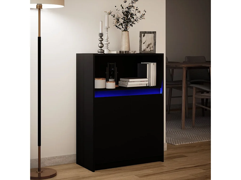 Sideboard mit LED Schwarz 72x34x100 cm Holzwerkstoff