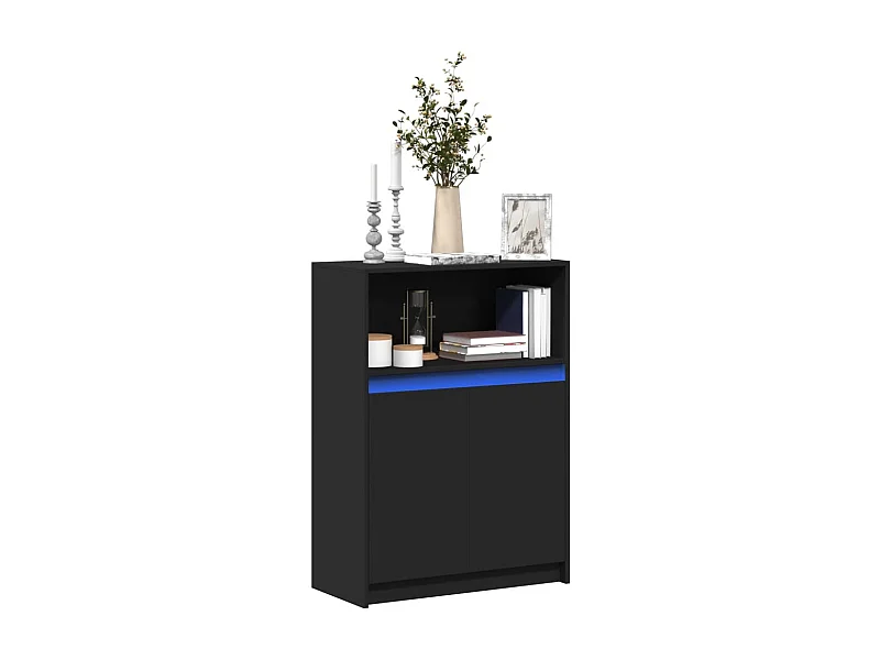 Sideboard mit LED Schwarz 72x34x100 cm Holzwerkstoff