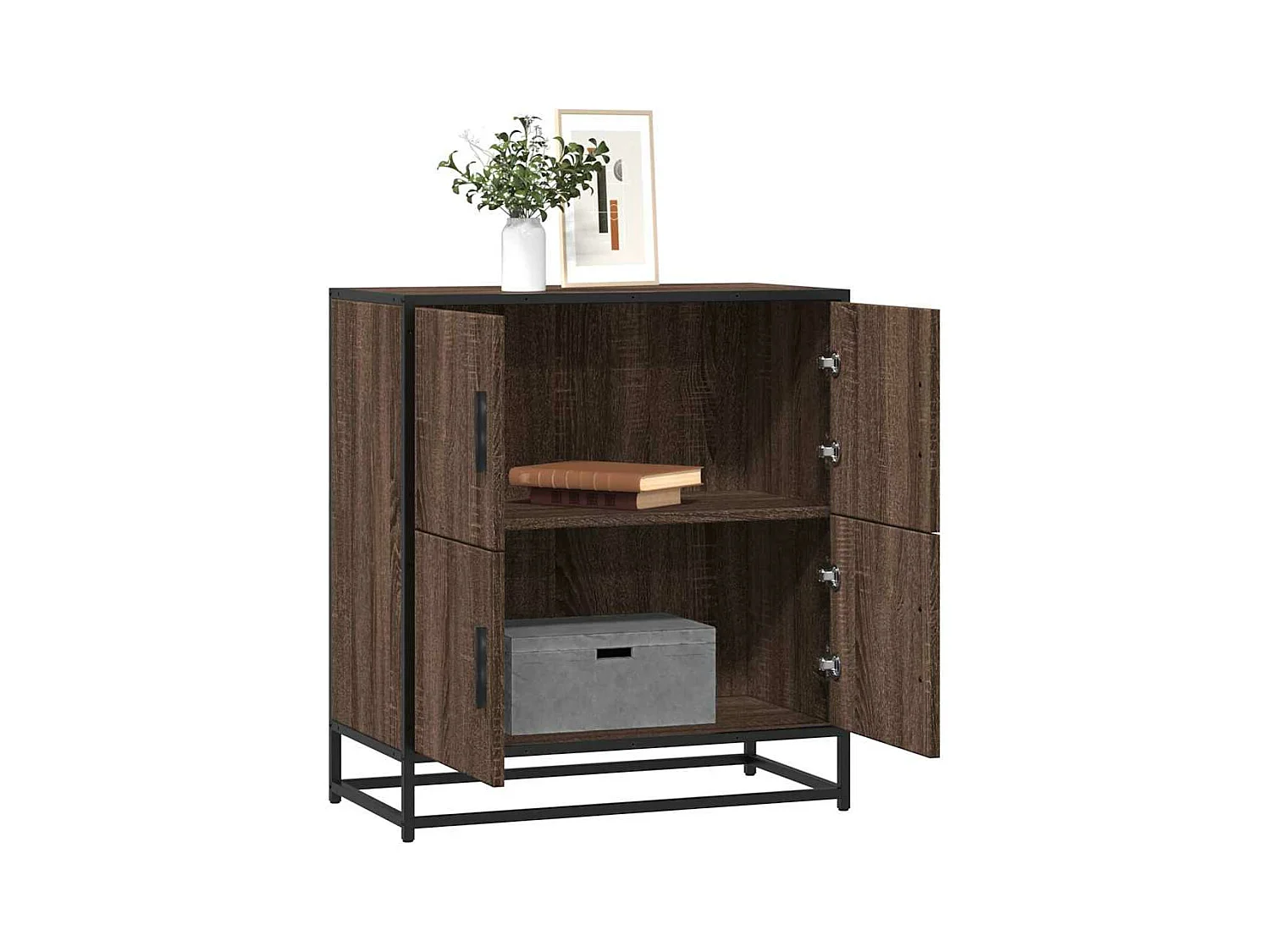 Buffet chêne marron 68x35x76 cm bois d'ingénierie
