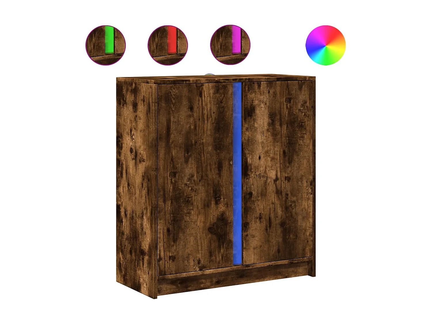 Credenza con LED Rovere Fumo 77x34x85 cm in Legno Multistrato