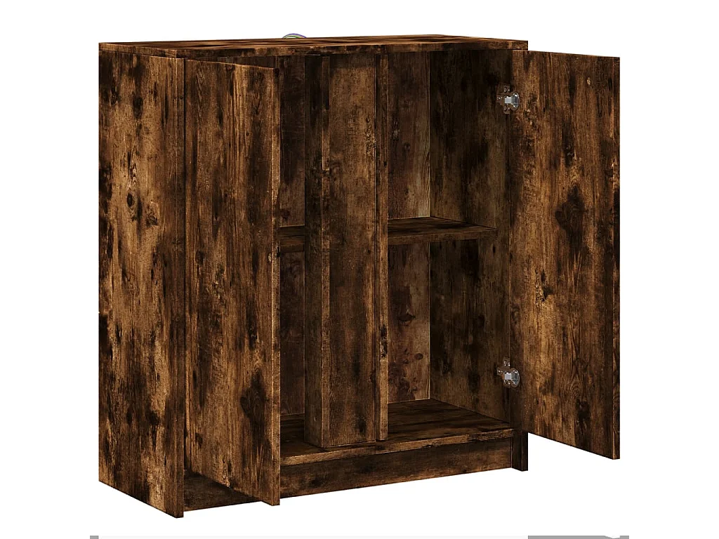 Credenza con LED Rovere Fumo 77x34x85 cm in Legno Multistrato