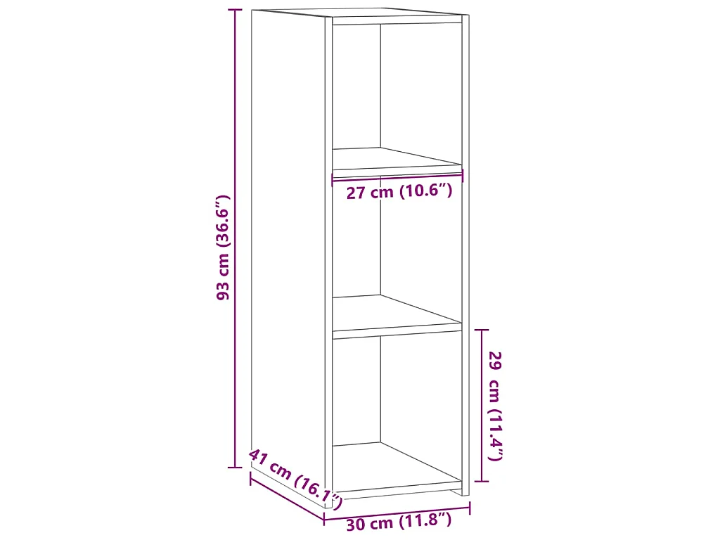 Dressoir 30x41x93 cm bewerkt hout grijs sonoma eikenkleurig