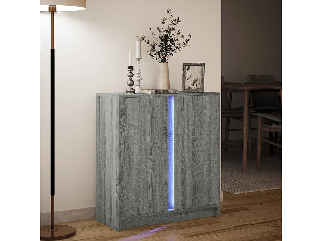 Buffet avec LED sonoma gris 77x34x85 cm bois d'ingénierie