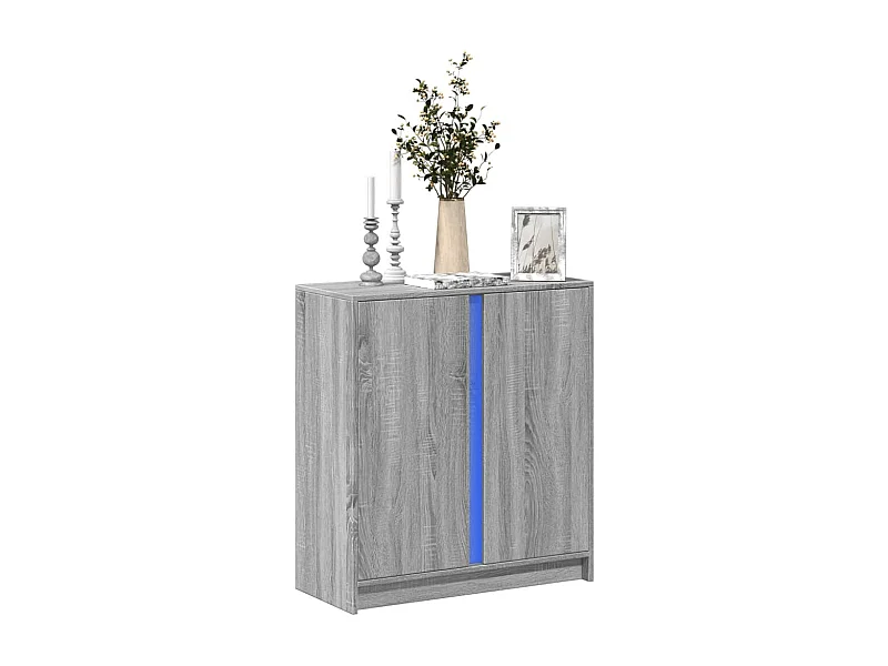Dressoir met LED 77x34x85 cm bewerkt hout grijs sonoma eiken