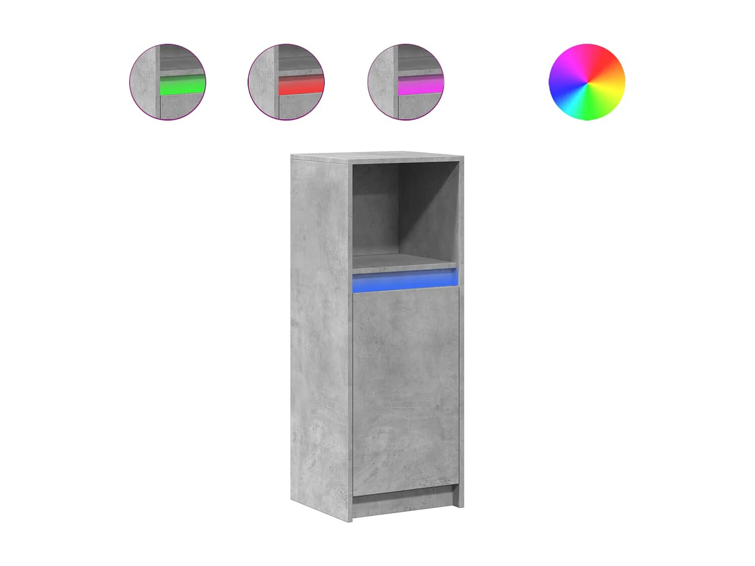 Buffet avec LED gris béton 38x34x100 cm bois d'ingénierie