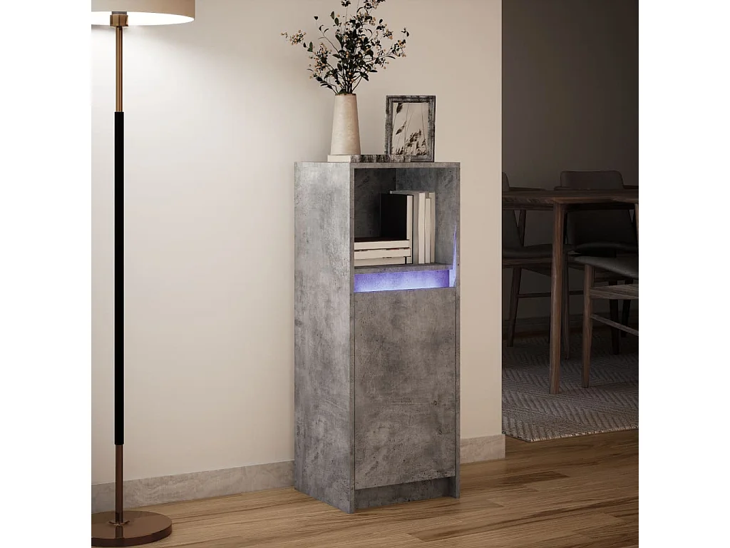 LED-Sideboard Betongrau 38x34x100 cm Holzwerkstoff