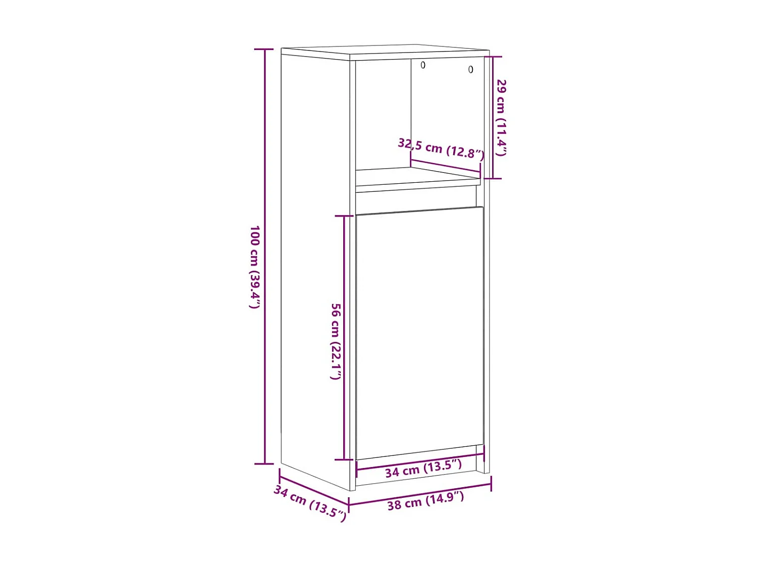 Dressoir met LED 38x34x100 cm bewerkt hout bruin eikenkleur