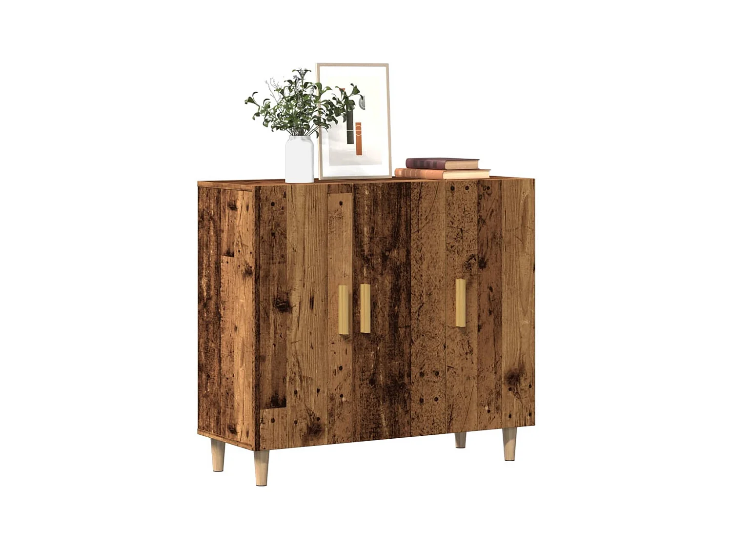 Dressoir 90x34x80 cm bewerkt hout oud houtkleurig