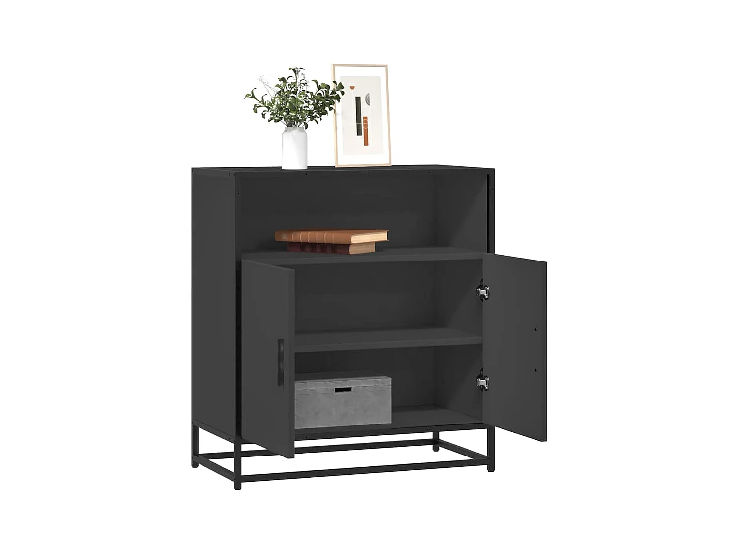 Buffet noir 68x35x76 cm bois d'ingénierie